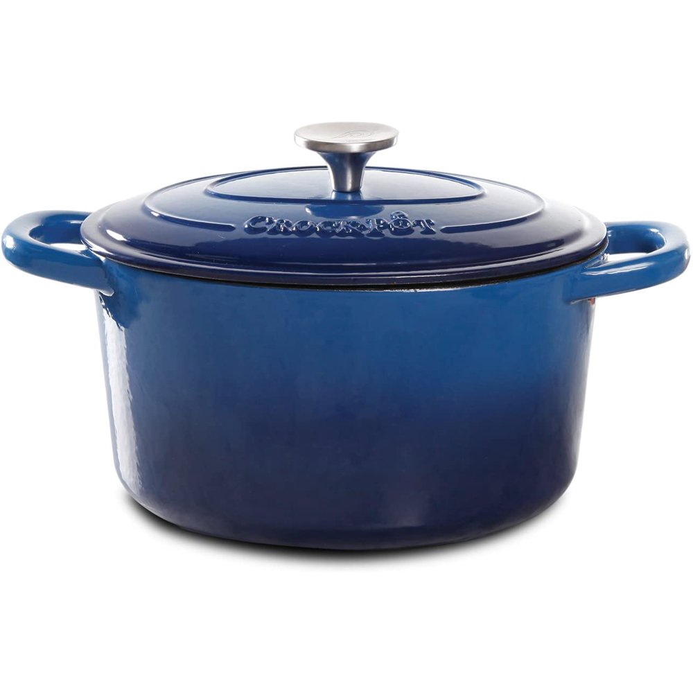 CrockPot Artisan 5 Qt Round Dutch Oven Teal Ombre Enamel Brushed