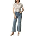 thumbnail image 2 of INSPIRE CHIC Hauts à Volants pour Femmes Manches Bouffantes Col Peter Pan Blouse en Coton à Imprimé Floral m Floral Rouge, 2 of 6