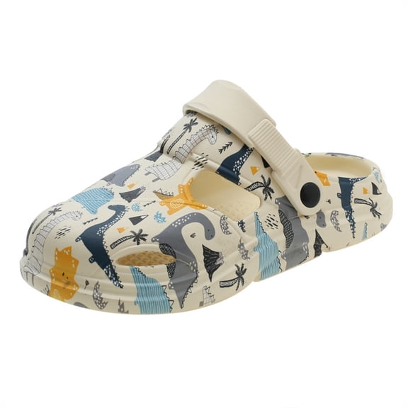 WZEIIOT Boys Summer Cartoon Dinosaur Print Slippers Casual Beach Soft Sole Garden Clogs
