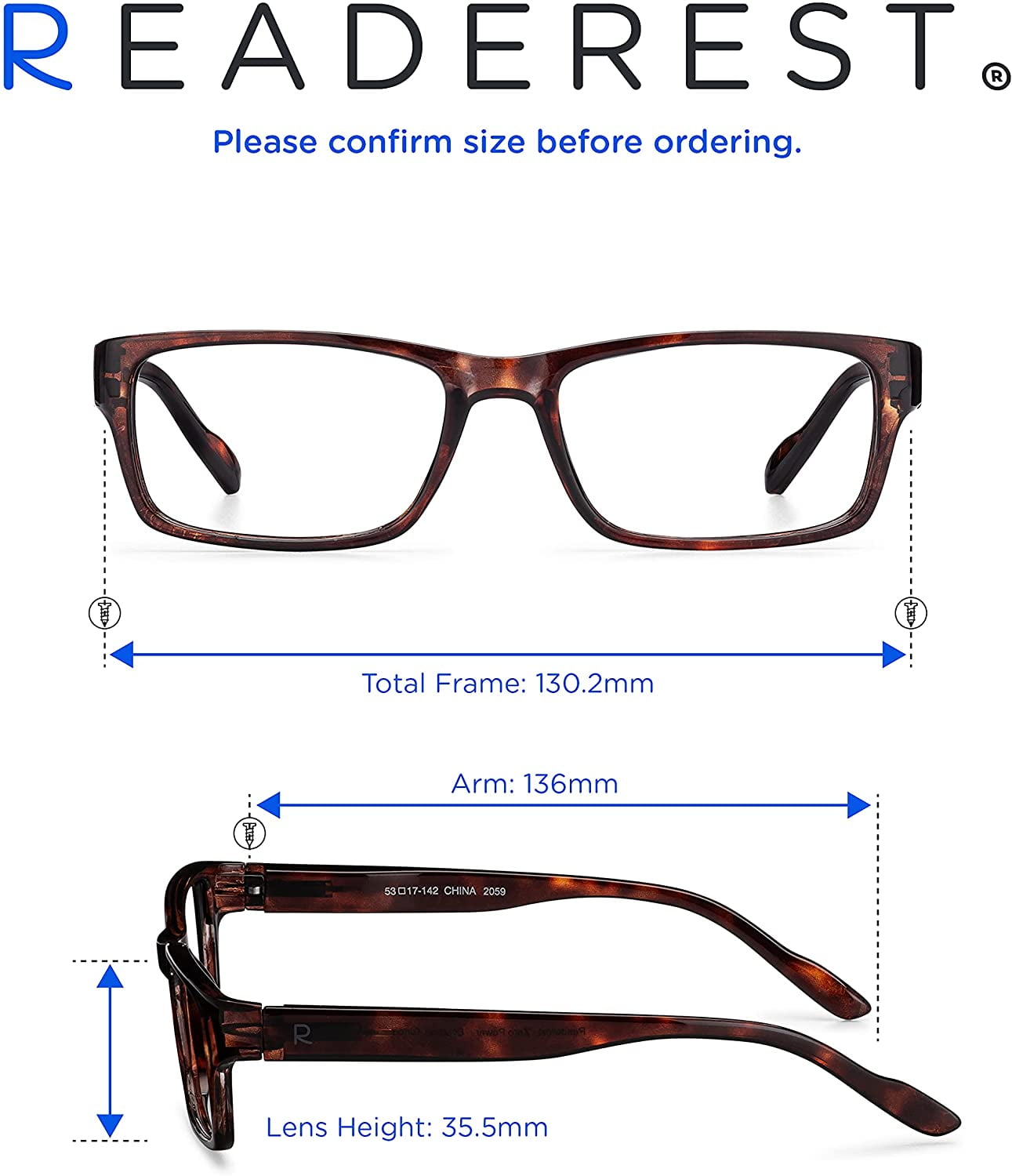 Readerest Blue Light Blocking Reading Glasses Bourbon Tortoise 125 Anti Glare