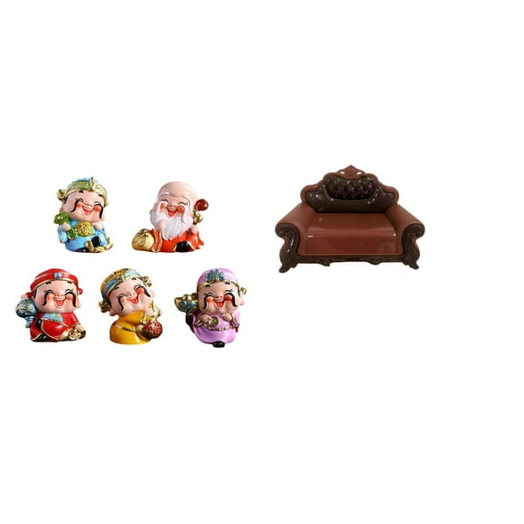 Figuras De Resina Inspiradas En La Fortuna Y Juego De Sofá En Miniatura Para Decoración Creativa De Dormitorio Y Accesorios De Fiesta Con Micropaisajes.