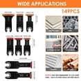 thumbnail image 3 of 149Pcs Oscillating Saw Blades High Carbon Steel Bi-Metal Oscillating Multitool Blades, 3 of 8