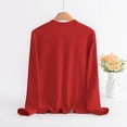 thumbnail image 4 of Wowcloth Women's Velvet Button-Up Stand Collar Long Sleeve Blouse, Loose Fit Slimming Design, Versatile for Casual Daily Wear, 4 of 6