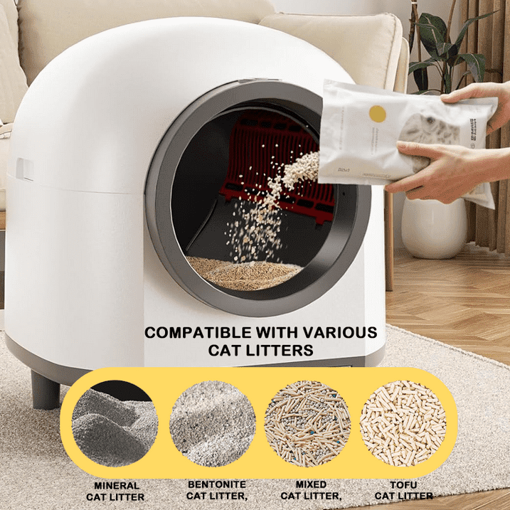 EAYSG 88L Self-Cleaning Litter Box for Multiple Cats - Smart Automatic Cat Litter Box with App Control, Health Monitoring, Safety Sensors & Odor Removal, White