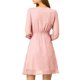 thumbnail image 3 of Vestido de gasa A-line con media manga en V, sólido y lindo para mujeres, color rosa claro, 3 of 7