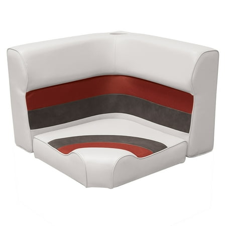 Wise Corner Lounge - Wise 8WD133-1009 Deluxe Series Pontoon Radius Corner Lounge Seat and Backrest Cushion Set, White/Red/Charcoal