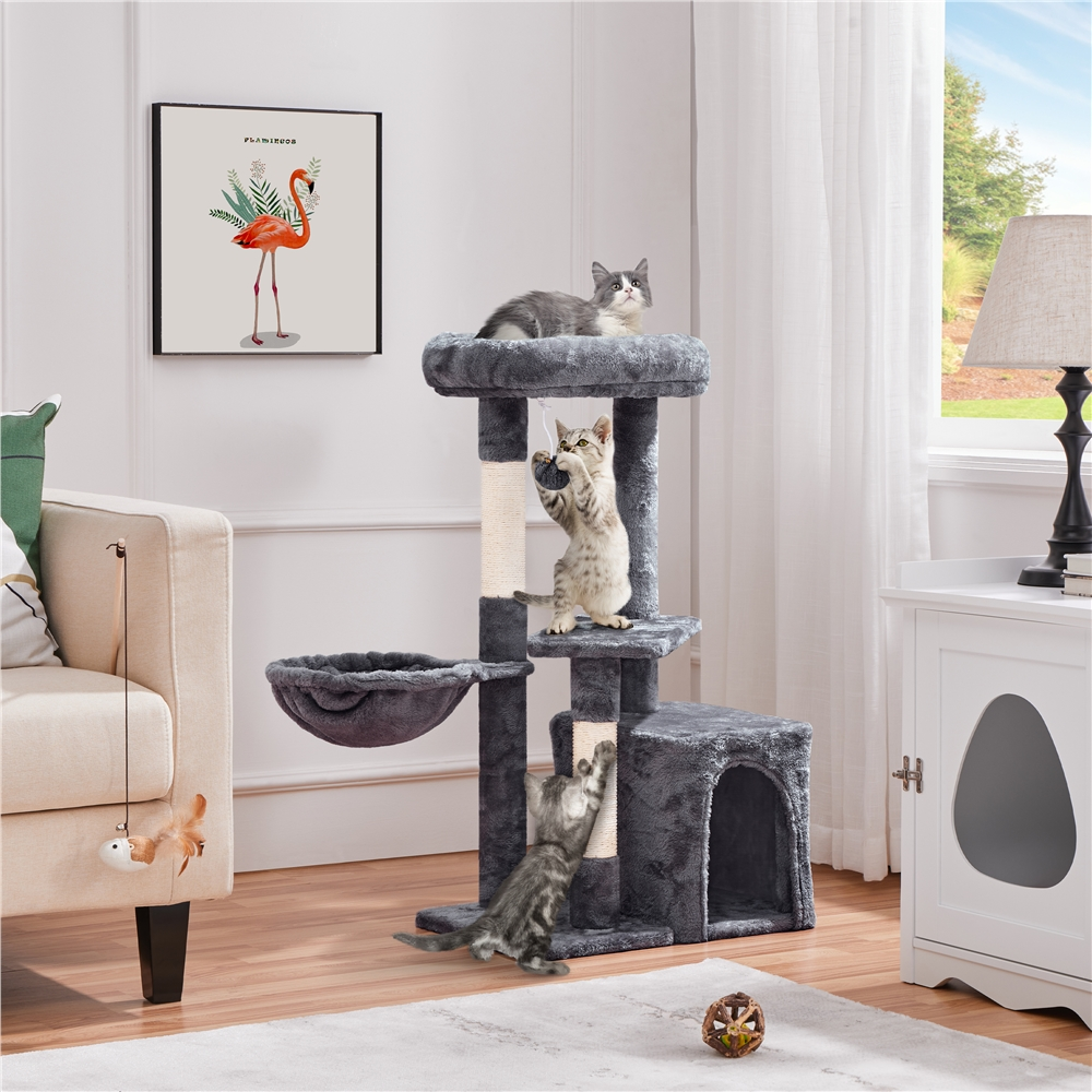 Alden Design 34.5" Cat Tree with Condo and Perches, Dark Gray photo 3