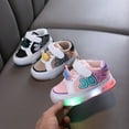 thumbnail image 6 of huajiao Toddler Girls Light Up Shoes Spring PU Leather Walking 𝗙lats 𝗧winkle Lightweight Casual Cute Running Sneakers, 6 of 8