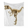 thumbnail image 1 of Dinosaur Soft Flannel Fleece Throw Blanket, Fossil Dino Skeleton Bones Realistic Image Dangerous Dead Extinct Reptile, Cozy Plush for Indoor and Outdoor Use, 50" x 70", Pale Brown White, by Ambesonne, 1 of 6