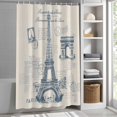 thumbnail image 6 of France Towers Shower Curtain Set, Waterproof Shower Curtains for Bathroom, Retro Hand-Painted Seal Architectural Art Washable Fabric Cloth Bath Curtain for Bathtub Decoration with Hooks 48x72 Inches, 6 of 9
