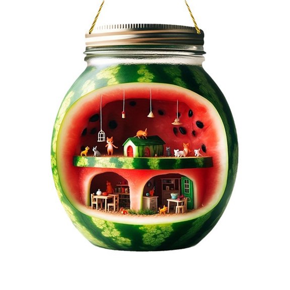 Watermelon Themed Jar Animal Living Watermelon Garden Hanging