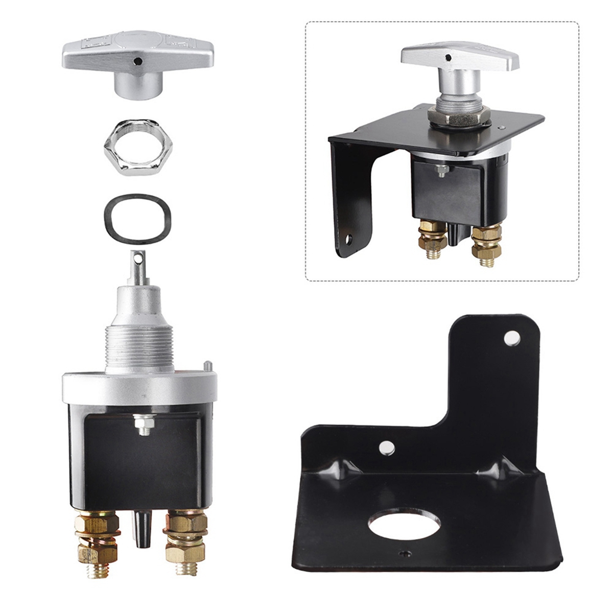 12V Battery Switch Heavy Duty Battery Circuit Cutter Disconnecter Isolator with Keyhole for RV Camperize A,1 x battery disconnect switch 1 x locking plate,Black