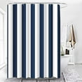 thumbnail image 3 of Shower Curtain Abstract Classic Navy Blue and White Stripe Graphic Modern Waterproof Polyester Fabric Set with Hooks 70"W x 72"L (Pack of 1), 3 of 6