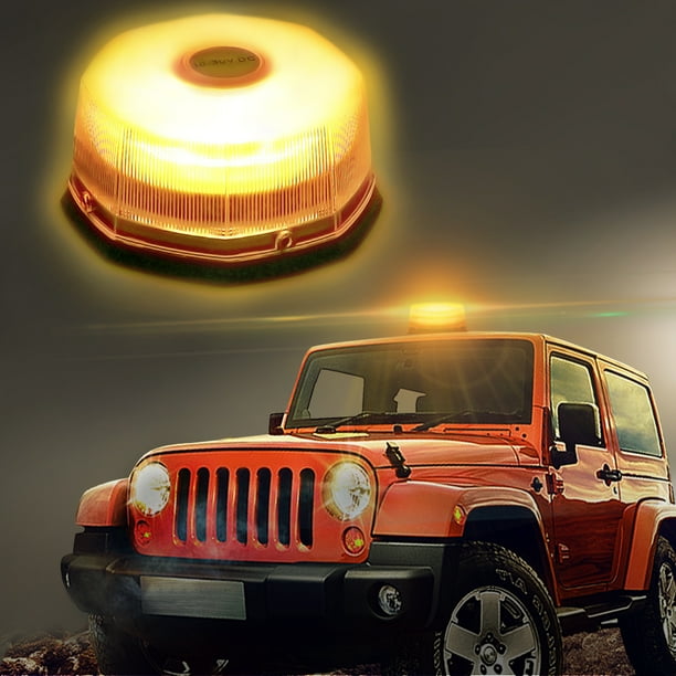 54LED Round Flash Strobe Rotating Beacon Car Roof Top Emergency Warning Light Amber Walmart