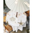 thumbnail image 3 of Orange Eucalyptus Coastal Outdoor Tablecloth with Umbrella Hole, Beach Starfish Conch Spillproof Waterproof Outdoor Table Cover, Patio Tablecloths for Party/Garden/Picnic, Round 54 inch, 3 of 9