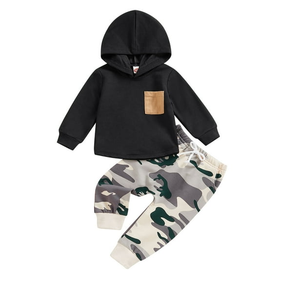 Baby Boys Clothes 3 6 9 12 18 24M 3T Pants Set Hooded Patchwork Hoodie Striped Sweatpants Fall Winter Outfit