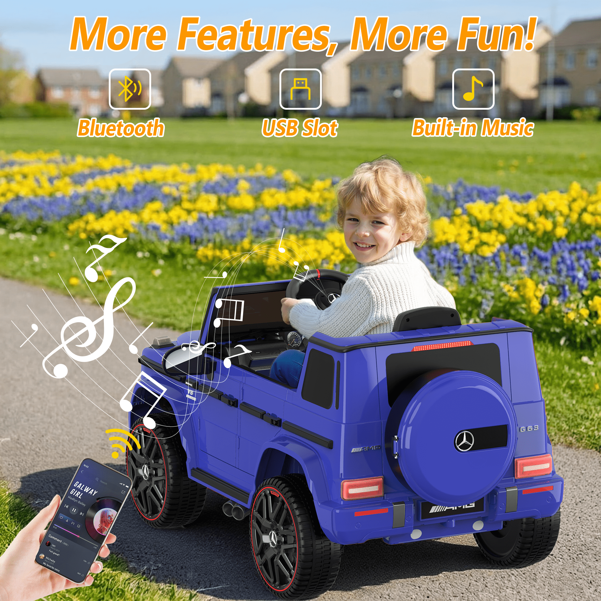 East doll 12V Power Ride on Toys for Toddlers, Kid Electric Car, G63 G Wagon Licensed Mercedes-Benz with Remote Controls, Aged 3-5Y