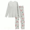 thumbnail image 4 of Garbnen Valentine Pj Sets for Woman Bow Print Crew Neck Long Sleeve Pjs Top and Pants Spring Summer Pajamas Sleepwear, 4 of 4