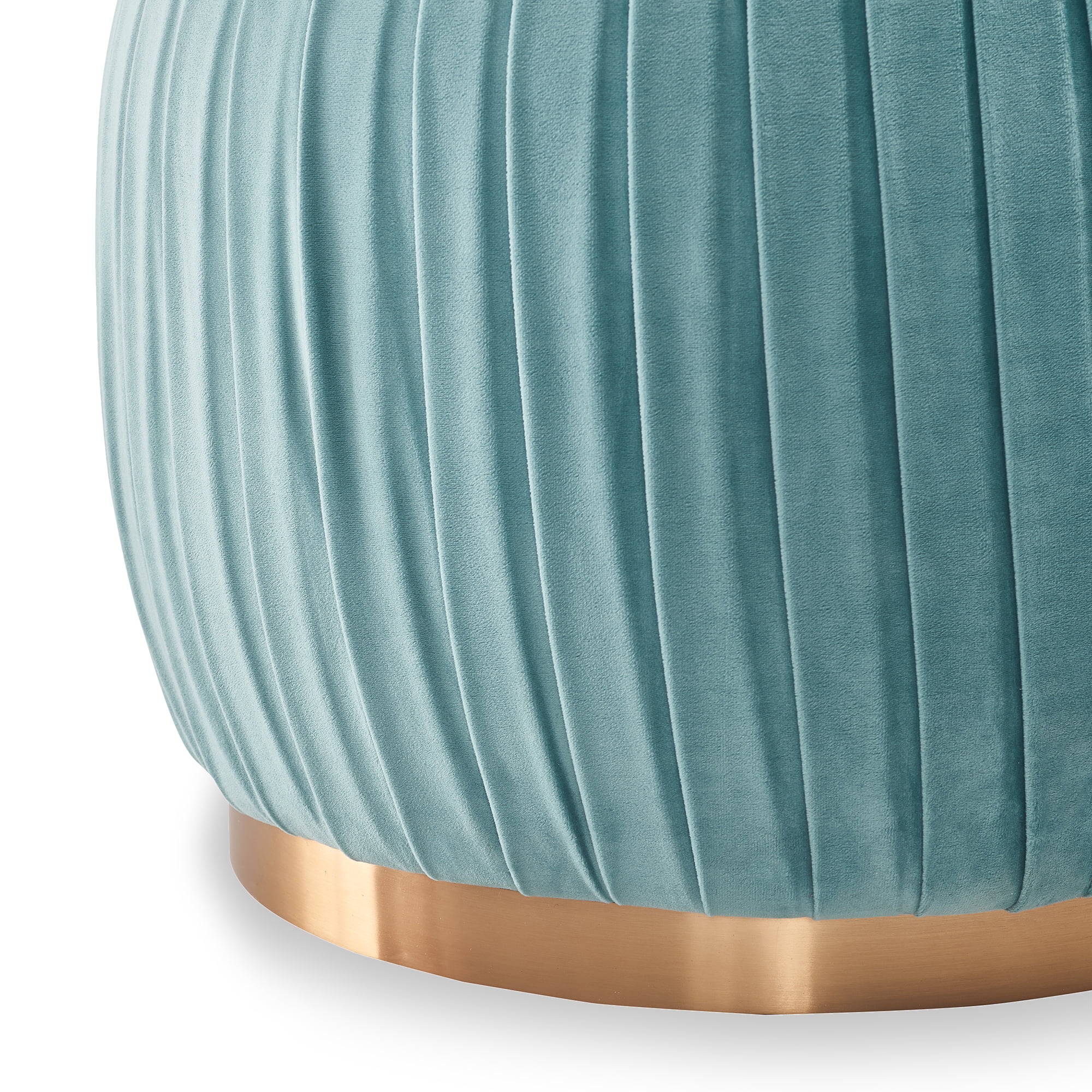 Adore Decor Jolie Modern Pleated Velvet Ottoman in Teal Blue