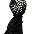 thumbnail image 2 of 2 In1 Wrap Cap Bonnet Reversible,Adjustable Hair Wrap Nettie Band,Extra Long Hair Silk Press Set Braid Bonnet for Curly(Black), 2 of 10