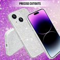 thumbnail image 5 of Compatible with iPhone 14 Glitter Case Women Girls Bling Sparkle Phone Case Camera Lens Protection Slim Soft Bumper Shockproof Protective Cover for iPhone 14 6.1 inch, White, 5 of 12