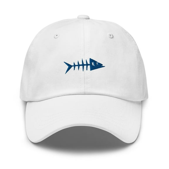 Clishirt Adult Unisex Embroidered Blue Fish Adjustable White Classic Dad Hat