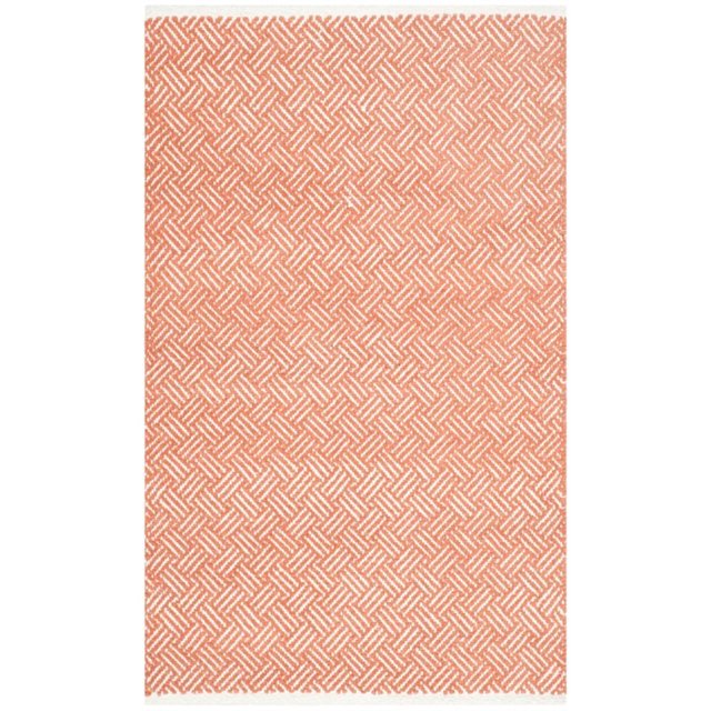 Safavieh Boston Collection BOS680C Handmade Flatweave Cotton Area Rug, 4' x 4' Square, Orange