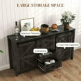 thumbnail image 4 of Demi Bonn 60" Buffet Cabinet, Farmhouse Sideboard with Sliding Barn Doors, Drawers and Adjustable Shelves for Dining Room, Entryway, Gray, 4 of 7