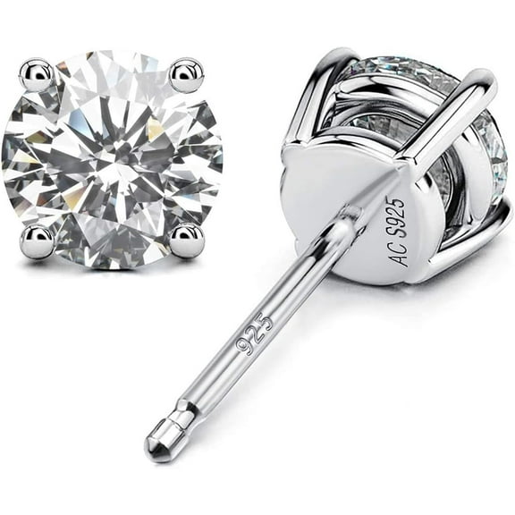 CROPD Sterling Silver Stud Earrings for Women and Men, 18K White Gold-Plated, 5A  CZ Cubic Zirconia, Hypoallergenic Non Tarnish Jewelry Gift for Sensitive Ears