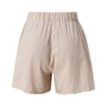 thumbnail image 5 of Aayomet Shorts Womens with Pockets Cotton 2023 High Elastic Waisted Pleated Ruffle Cute Shorts Beach Flowy Casual Shorts Pajamas Set,Beige M, 5 of 5
