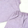 thumbnail image 4 of Zpanxa Ensemble 2 Pcs pour Filles, Haut à Manches Courtes Rayé à Col Ras du Cou avec Short, Tenue de Détente Décontractée, 2-3 Ans, 4 of 6
