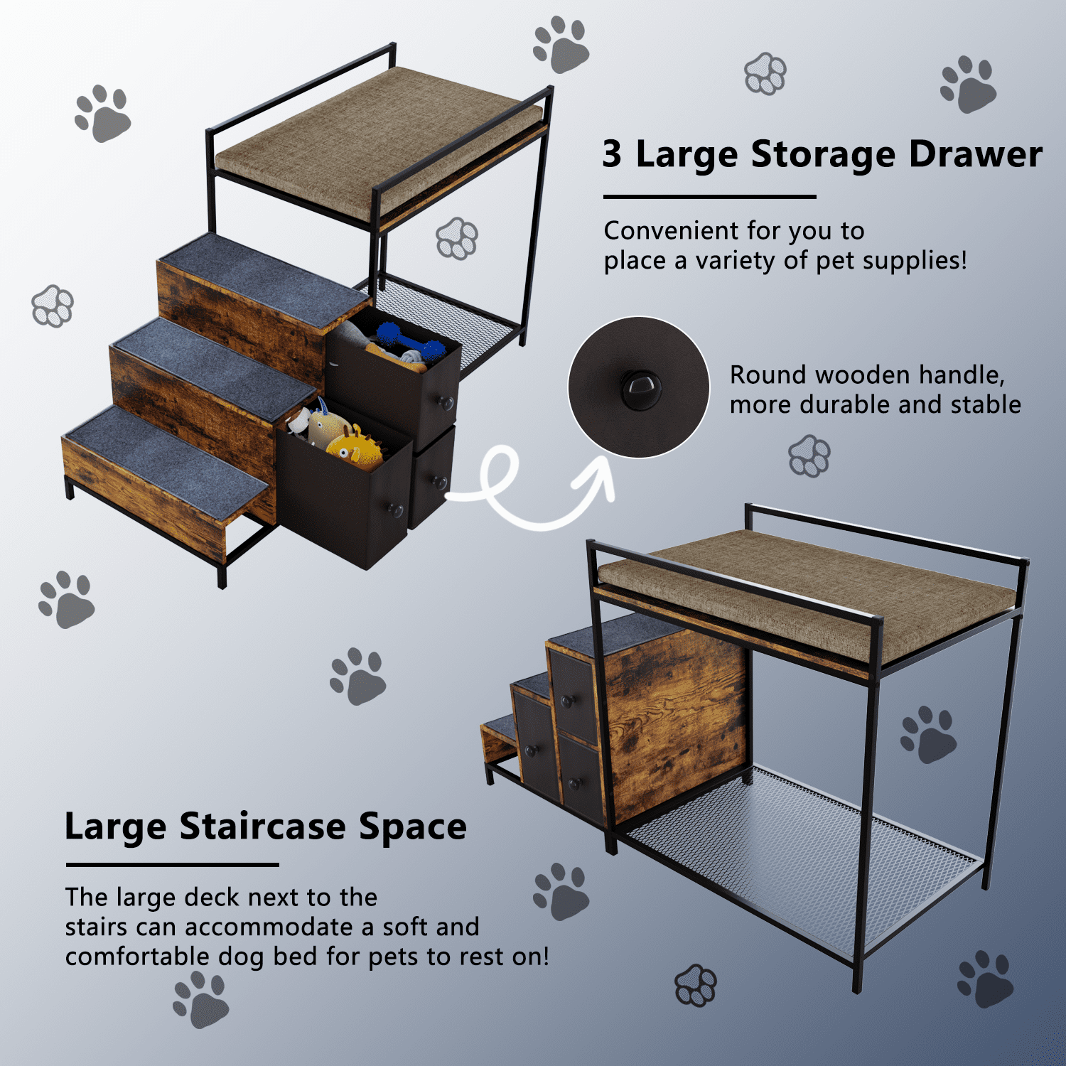 BOSSIN Pet Window Perch with Stairs,  3 Drawers Large Pet Bunk Bed for Dogs and Cats