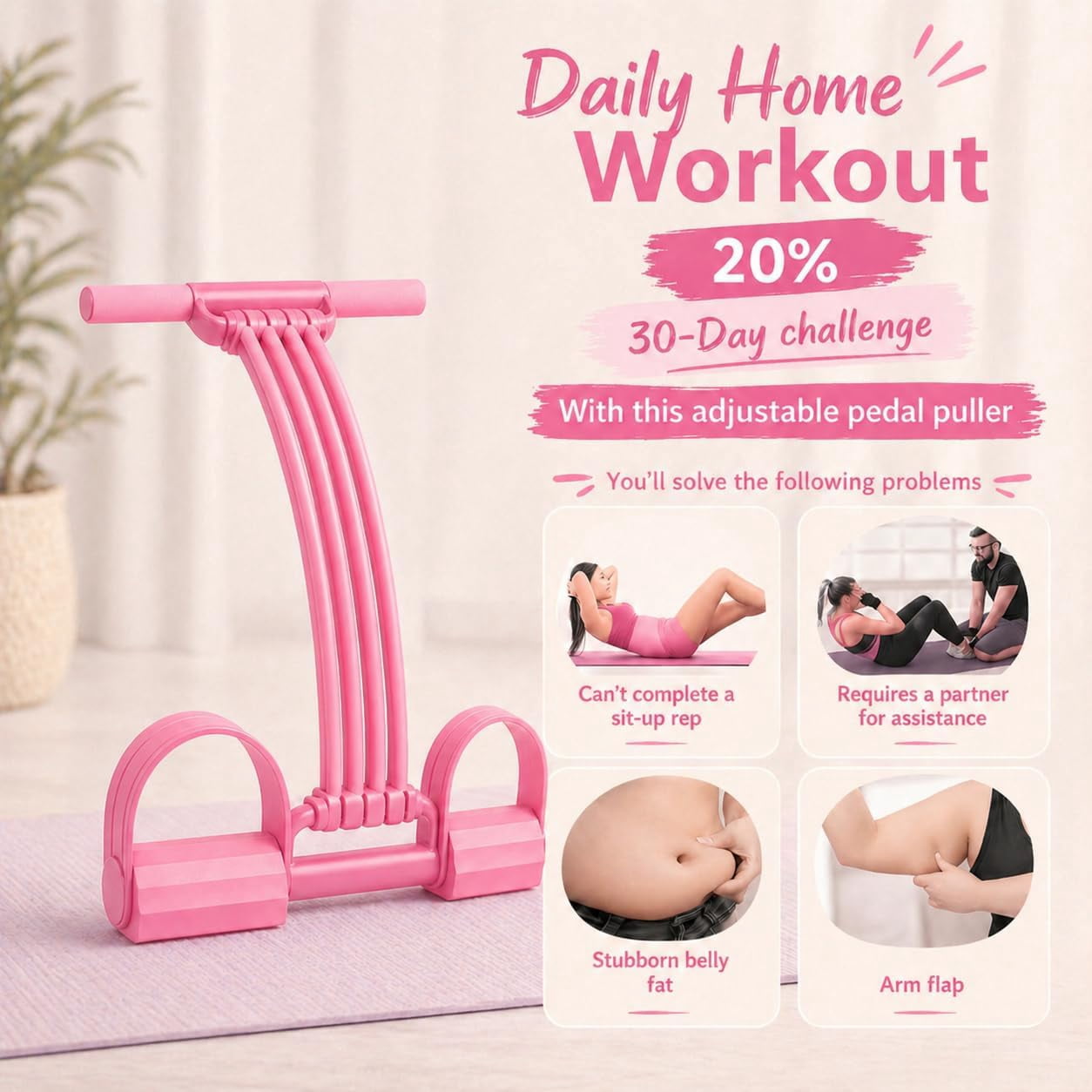 2026 Upgrade Pedal Resistance Band with Handle,8 Tube Detachable Elastic 3-in-1 Multifunctional Foot Pedal Resistance Assistance Expander for Foot Pedal Pull, Back Stretch & Chest Expand