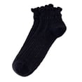 thumbnail image 5 of Dujiujun 1 Pair Women Socks Low-cut Shirribg Edge Hollow Out Mesh Solid Color High Elasticity Anti-slip Thin Soft Breathable Sweat-absorption Anti-shrink Short Boat Socks, 5 of 8