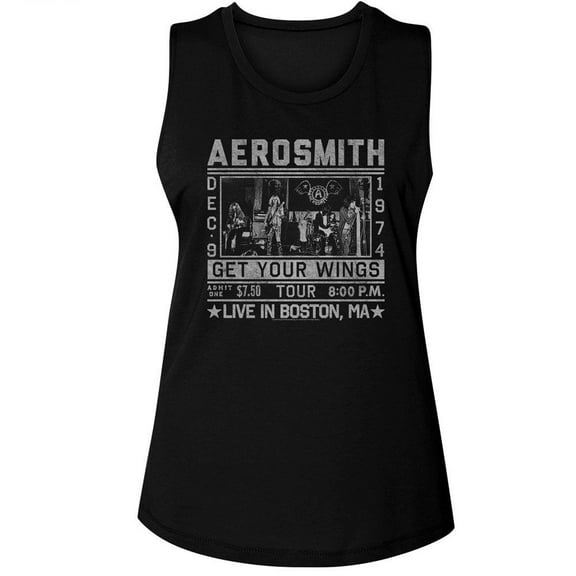 Aerosmith Wings Tour 74 Black Women's Muscle Tank Top T-Shirt