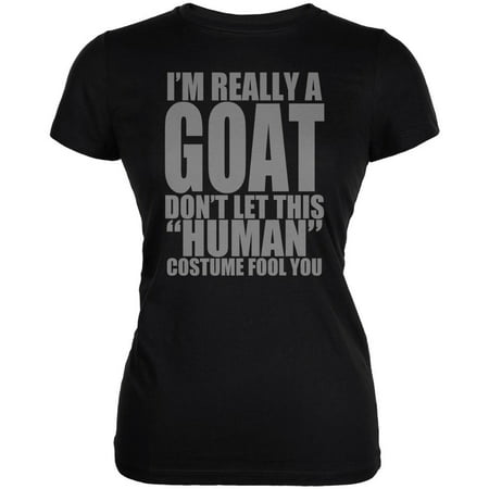 Halloween Human Goat Costume Juniors Soft T Shirt Black
