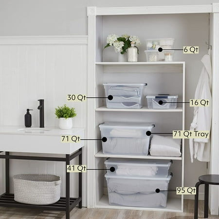 RubberMaid - Cleverstore Plastic Storage Tote Container with Lid (6 Pack)