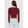 thumbnail image 4 of Women's Contrast Trim Ribbed Knit Cropped Polo Shirt, 4 of 4