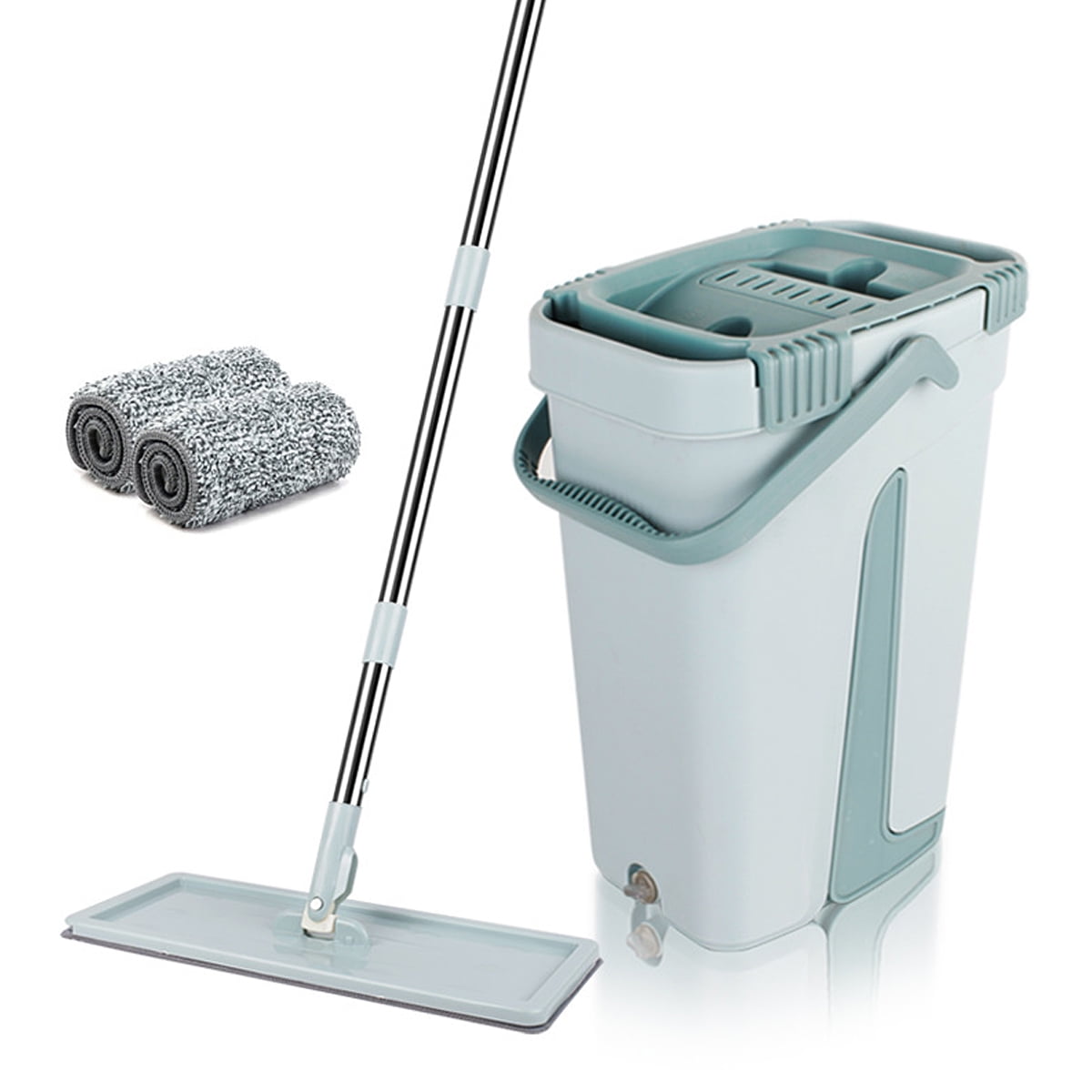 Flat Floor Mop and Bucket Set, Wet & Dry Self Cleaning Drying Self