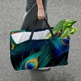 thumbnail image 7 of Peacock Feathers Large Capacity Reusable Foldable Oxford Cloth Storage Bins: Versatile Shopping, Laundry, and Storage Solution, 7 of 7