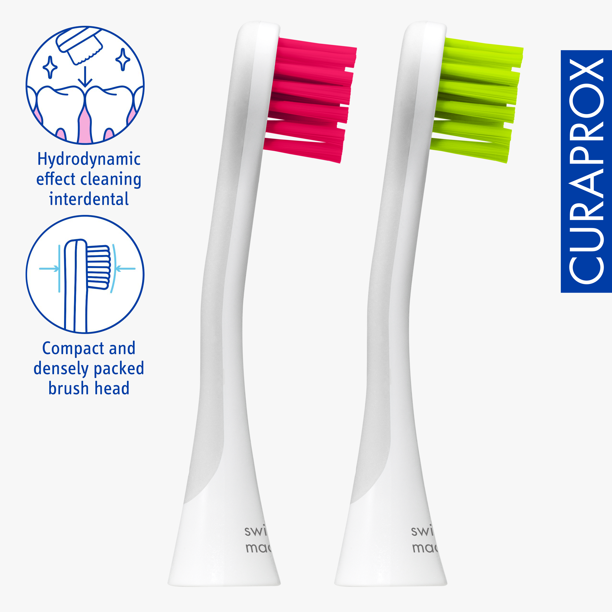 Curaprox Hydrosonic Brush Head Sensitive magenta/green, 2 pcs
