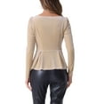 thumbnail image 3 of INSPIRAR CHIC Blusa de Mujer Elegante de Terciopelo con Escote Corazón de Manga Larga y Top Peplum S Albaricoque, 3 of 6