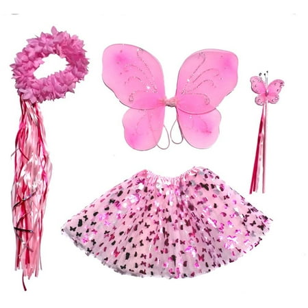 Girls Pink Butterfly Fairy Costume