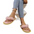 thumbnail image 5 of NexTorq Thong Slippers for Women Flip Flop Slippers House Slippers With Cozy Textured Fleece Upper Fuzzy Plush Lining Open Toe Comfortable Slip On Lightweight Indoor Bedroom Home Shoes Ladies, Pink, 5 of 7