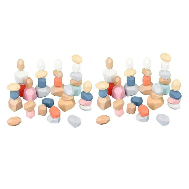 72 piedras apilables ligeras Montessori para niños, juguete de equilibrio para bebés. 72 piezas