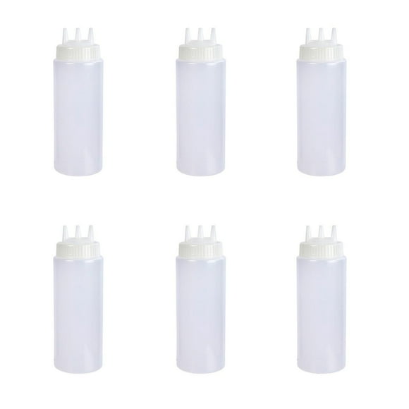 Luciano Housewares - Bouteille à presser pour huile et de sauce avec 3 buses 6 pièces, 710 ml (24 onces), blanc