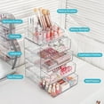 thumbnail image 2 of Organizador de maquillaje transparente de 3 niveles con cajón, almacenamiento de cosméticos para cambiador y cambiador de baño, soporte de belleza para lápiz labial cepillo para polvo, 2 of 7