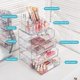 thumbnail image 2 of Organizador de maquillaje transparente de 3 niveles con cajón, almacenamiento de cosméticos para cambiador y cambiador de baño, soporte de belleza para lápiz labial cepillo para polvo, 2 of 7