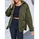 thumbnail image 5 of Chaqueta Acolchada para Mujer, con Capucha, Larga, Cremallera, Abrigo de Invierno, Chaquetas Cálidas con Bolsillos Verde S, 5 of 8