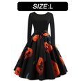 thumbnail image 2 of Vestidos de Halloween para mujer, vestido de cóctel de manga larga, disfraz de fiesta estampado, 2 of 7
